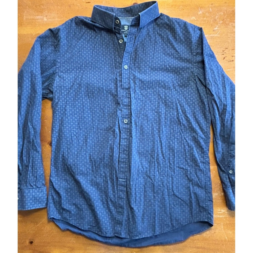 Steel & Jelly Button Up Long Sleeve Shirt Men's Large Cotton Smart Blue‎ London